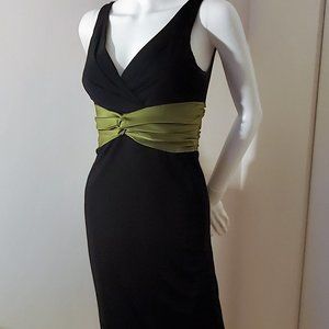 KAY UNGER NEW YORK | Black & Green Cocktail Dress | Size 4